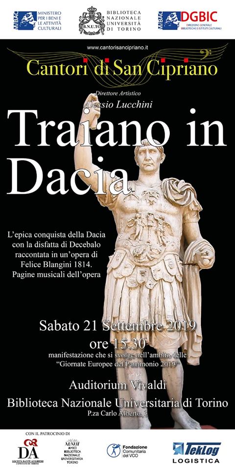 21/9/2019 i Cantori di San Cipriano presentano  “Traiano in Dacia”