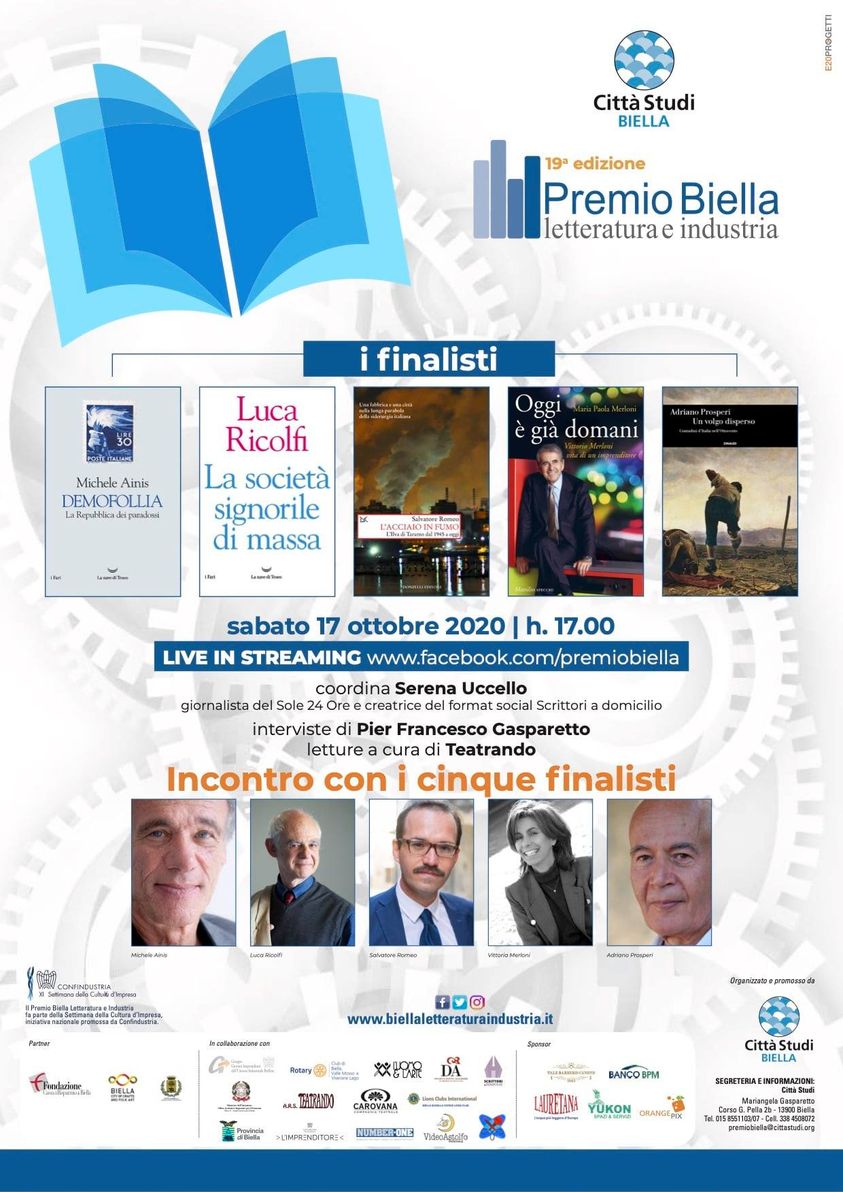 17/10/2020 Premio “BIELLA LETTERATURA E INDUSTRIA” XIX edizione