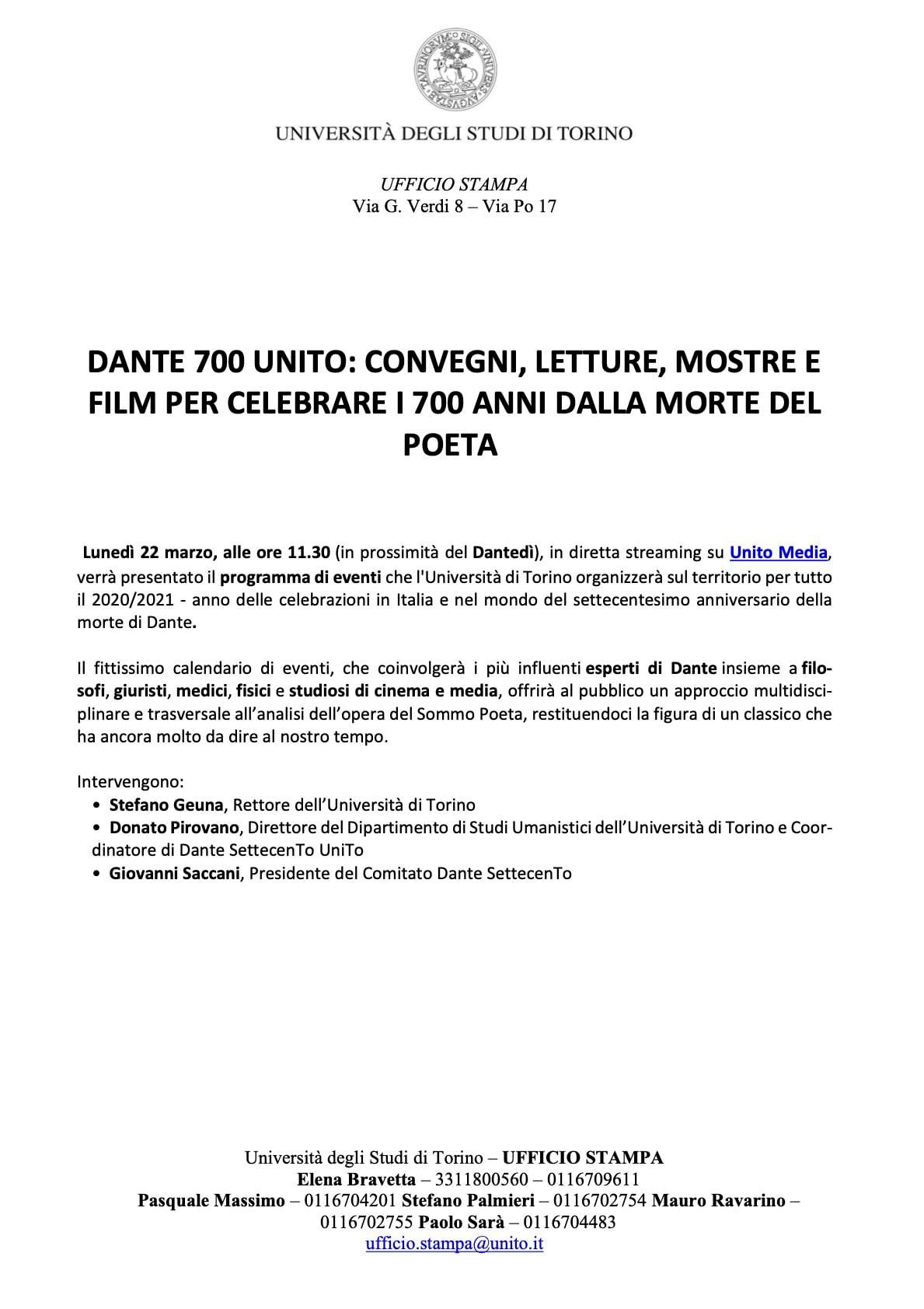 22/3/2021 Dante 700 UniTO