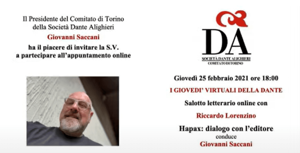 Riccardo Lorenzino, Hapax: dialogo con l’editore